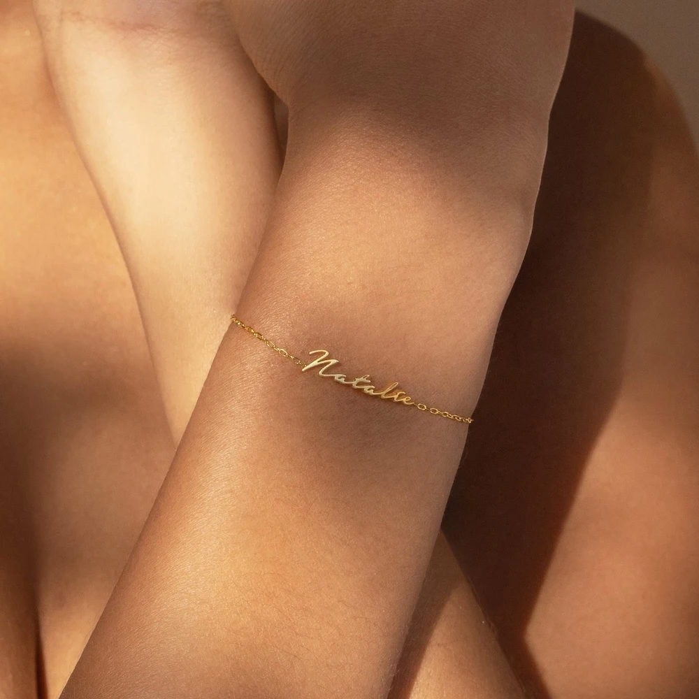 Индивидуальный Женский браслет eManco с именем золотого цвета индивидуальные буквы