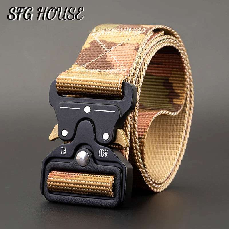 

Men Tactical Army Belt Military Nylon Belt Outdoor Camouflage Multi-function Belt Adjustable Insert Buckle Canvas Waist Belt