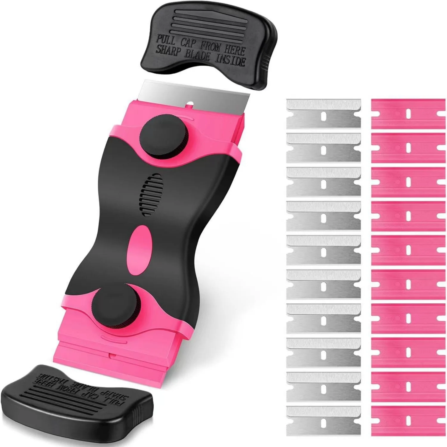 

2 шт. многофункциональные лезвия скребка с двойной головкой, включая 20 металлических и пластиковых лезвий идеально подходят для дома