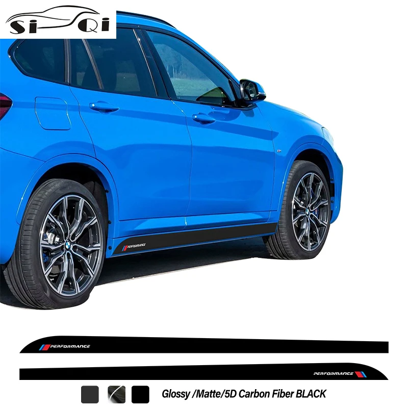 

2 Pcs M Performance Styling Car Door Side Stripes Skirt Sticker 5D Carbon Fiber Vinyl Decal For BMW X1 F48 M Sport Accessories