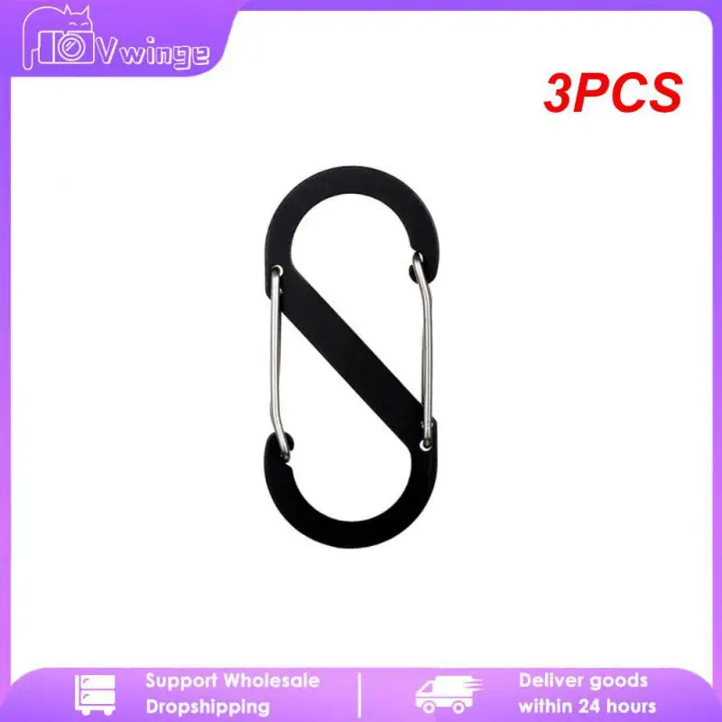 

3PCS Small-sized S-shaped Climbing Buckle 8-shaped Aluminum Alloy Outdoor Camping Multicolor 8-character Carabiner Anti-theft