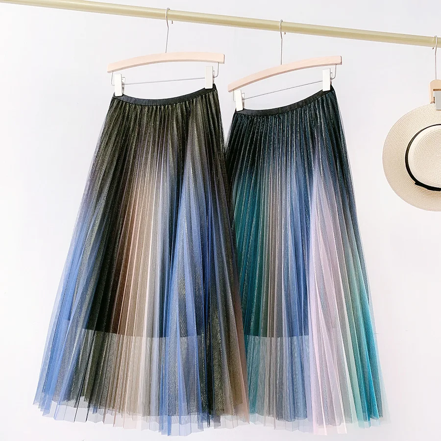 Ослепительное градиентное металлическое Сетчатое газовое платье новая