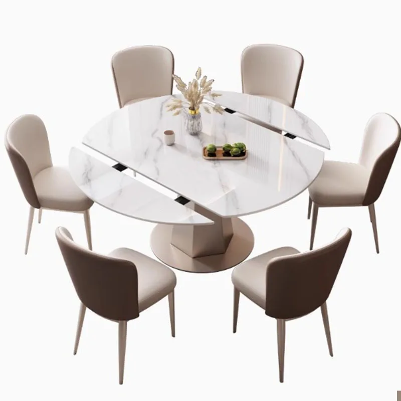 Итальянский европейский обеденный стол мраморные складные стулья кофейный