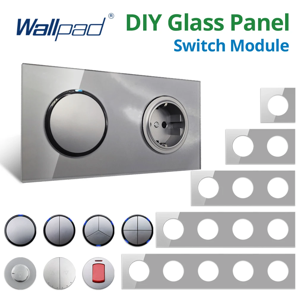 

Wallpad Wall Light Switch LED Indicator DIY Module Grey Glass Panel Function Key Only 1 2 3 4 5 Multiple Frame