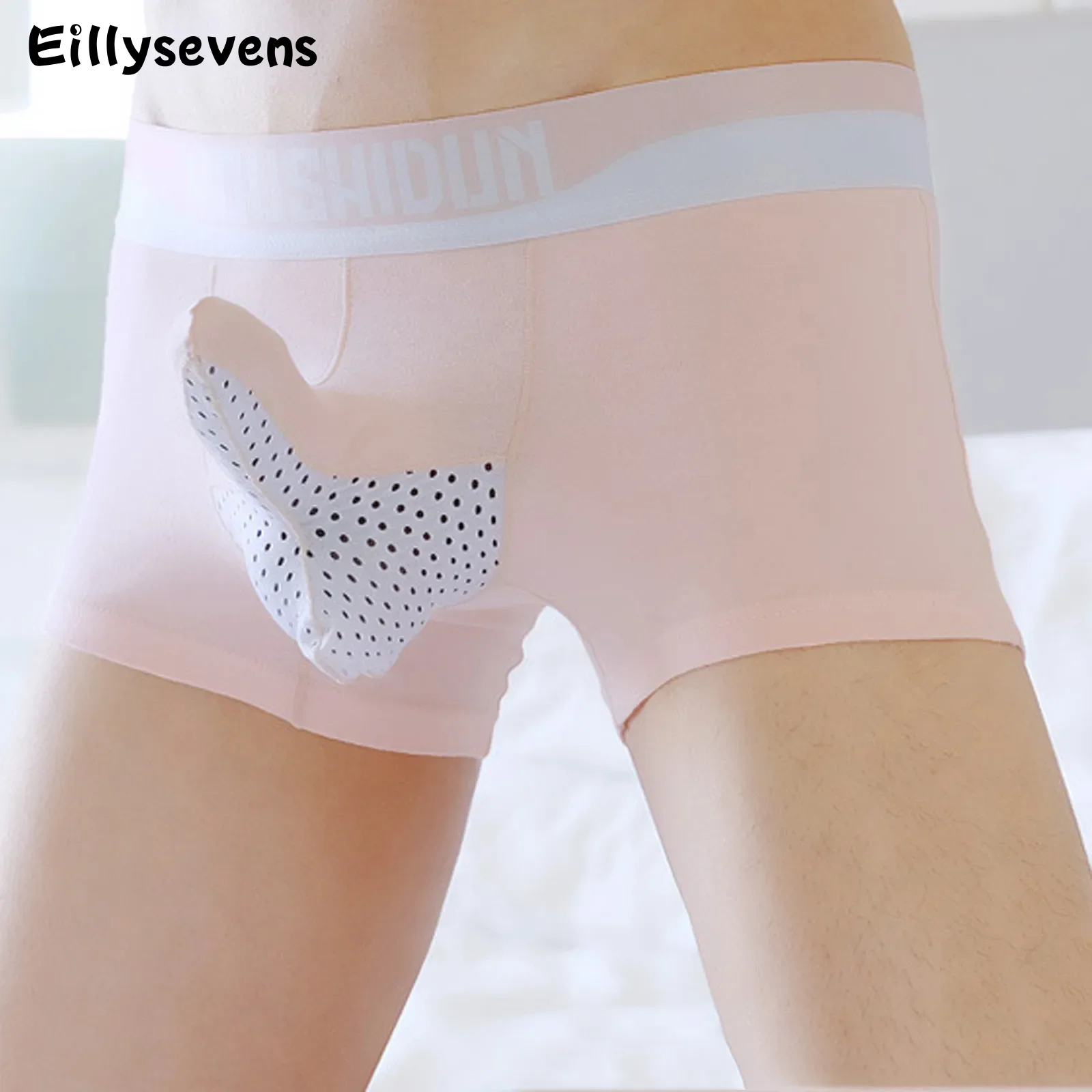 męska seksowne majtki długa sakiewka na penisa bielizna bokserki z nosem słonia lodowy jedwab oddychające kalesony odprowadzające wilgoć