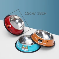 pets feeder food bowl feeding bowl anti skid stainless steel food water cat dog bowls dish for dog cat puppy