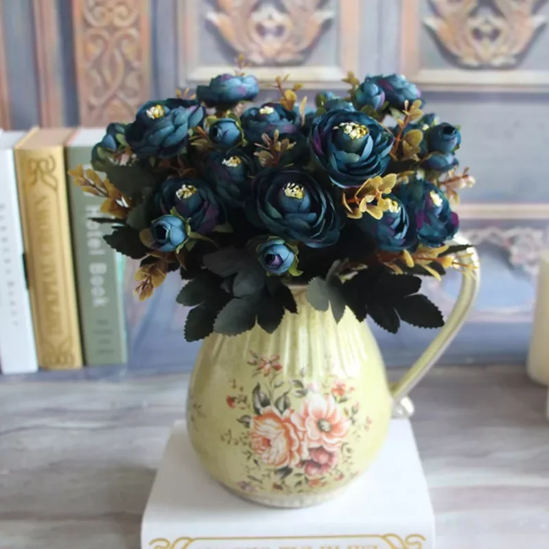 

20pcs Silk Tea Rose Bud Head Artificial Flowers For Home Wedding Decoration DIY Wreaths Material Gifts Scrapbooking Craft