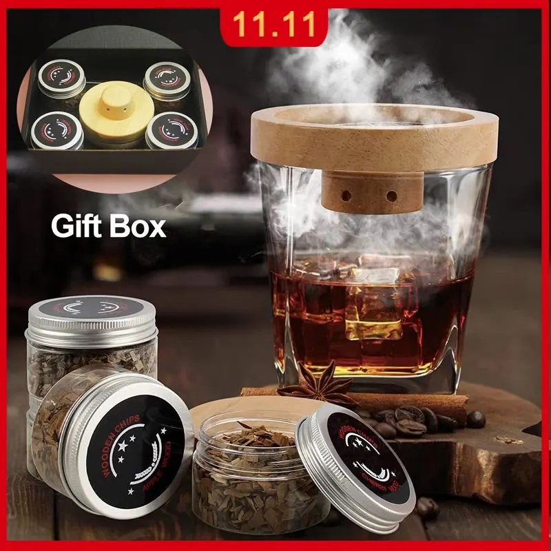 

Cocktail Smoker Kit For Whiskey Cheese And Flavor Drink Smoker Accessories With Wood Chips Wood Hood Smoker For Mens Gifts