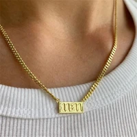 fashion jewelry titanium steel meaningful clavicle chain necklace rectangle pendant 1111