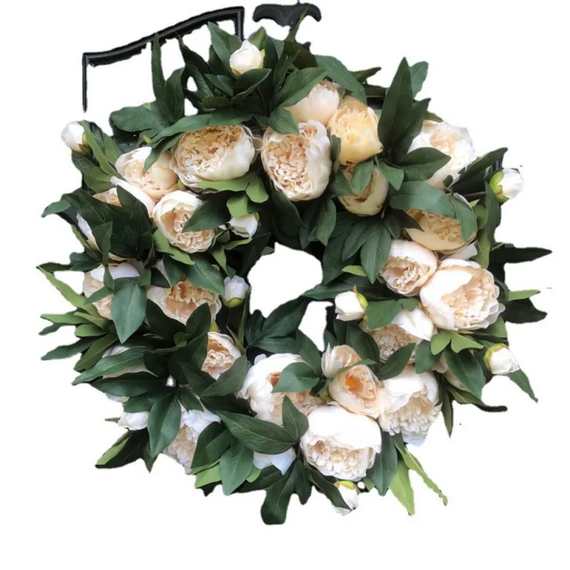 

37cm Artificial Peony Flowers Wreath Spring Wreath For Front Door Room Outdoor Garland Wedding Arch Backdrop Flower Wreath Decor