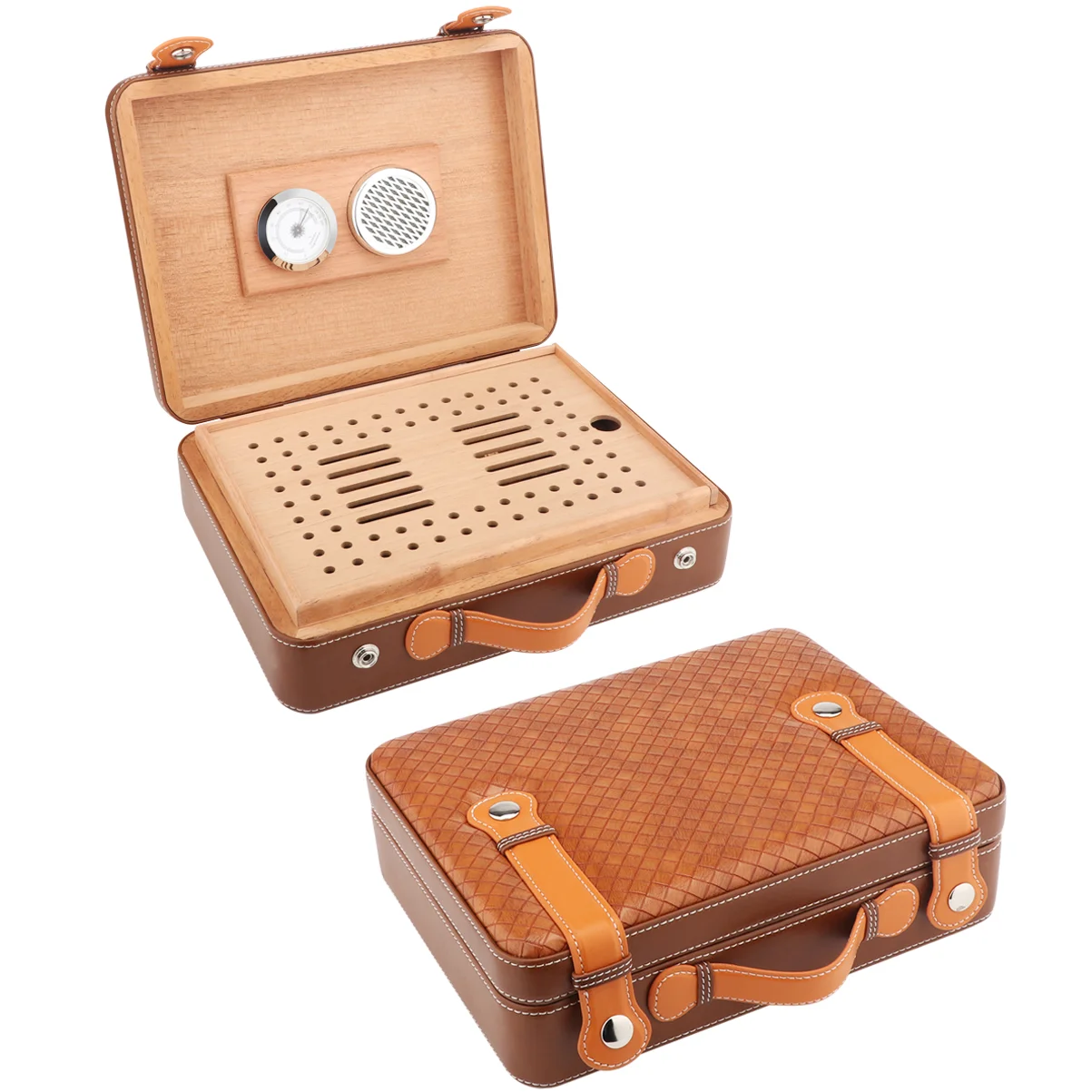 XIFEI Travel Cigar Humidor Box W/Hygrometer Humidifier 50pcs Capacity Cedar Wood Cabinet For Cohiba Portable Smoking Accessories