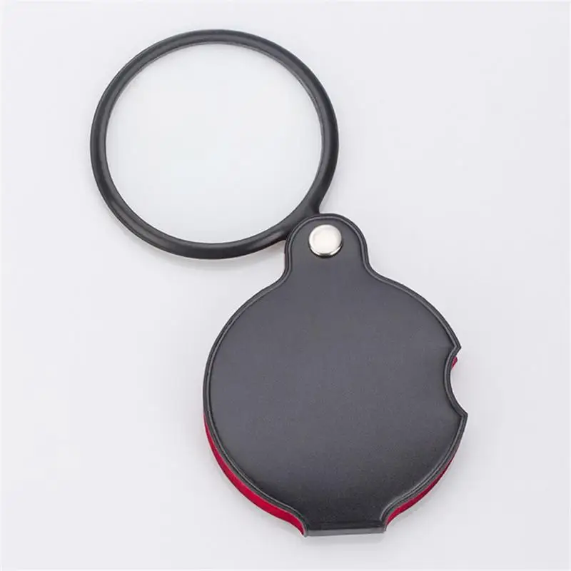 

1pc 50mm Mini Magnifying Glass 8X Folded Leather Case Portable Handheld Read Newspaper Jewelry Gift Single Glass Lens Magnifier