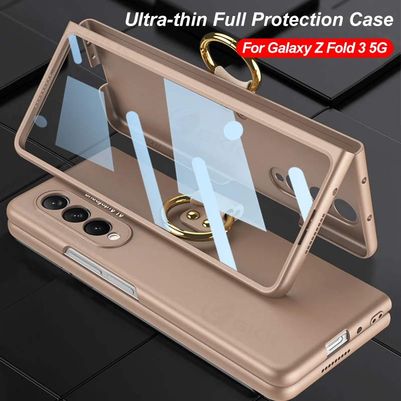 

GKK Case Frame With Tempered Glass For Samsung Galaxy Z Fold 3 5G All-included Protection Hard Cover For Samsung Z Fold3 4 Case