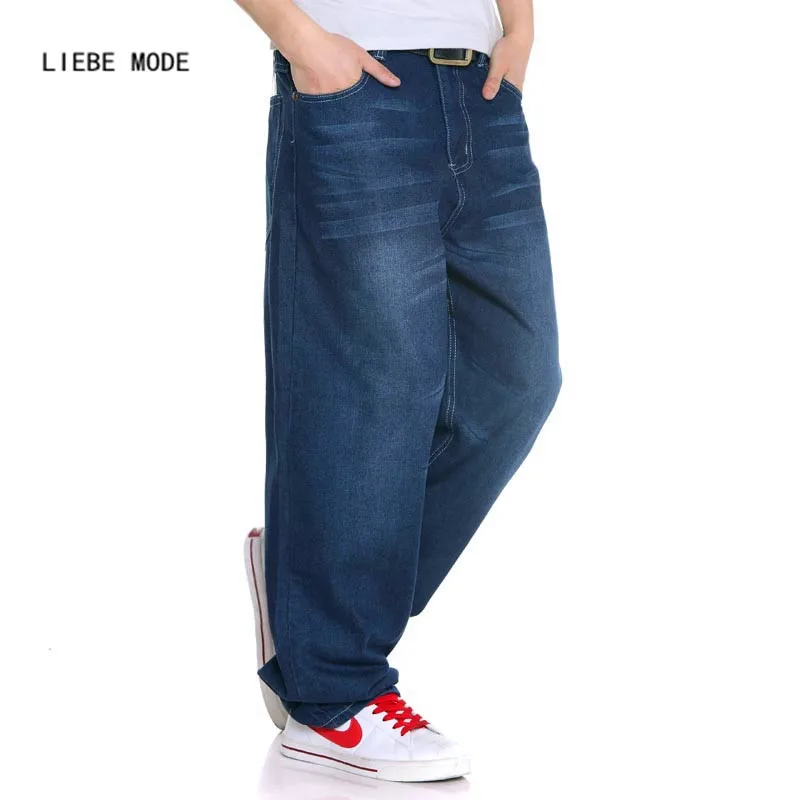 Men Loose Straight Gray Jeans Men Wide Leg Jeans Mens Casual Hip Hop Skateboard Pants Trousers Jeans Hombre Large Size 42 44 46