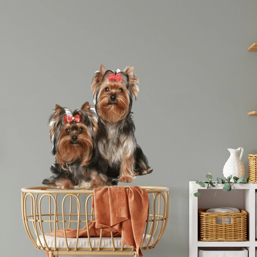 Мультяшная собака Ярсир-терьер щенок стикер на стену наклейка с изображением