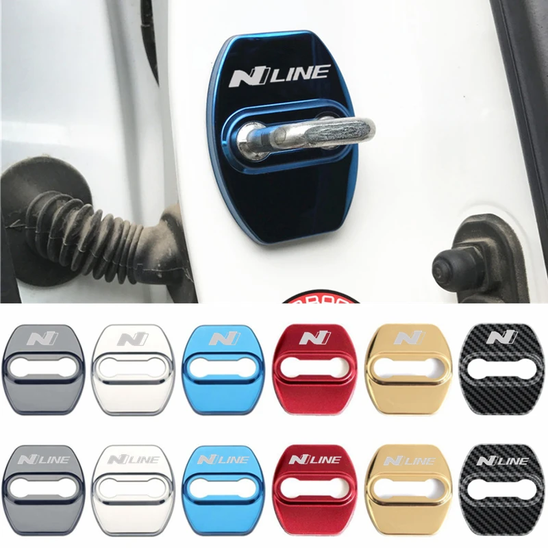 Car Door Lock Cover Anti-rust Stickers N Line Nline Logo for Hyundai Tucson Creta I20 I30 ENCINO Ix35 MISTRA Sonata 8 9 ELANTRA |