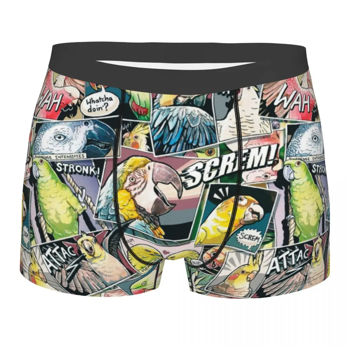 

Men's Budgie Underwear Birds Parrot Funny Boxer Shorts Panties Homme Breathable Underpants