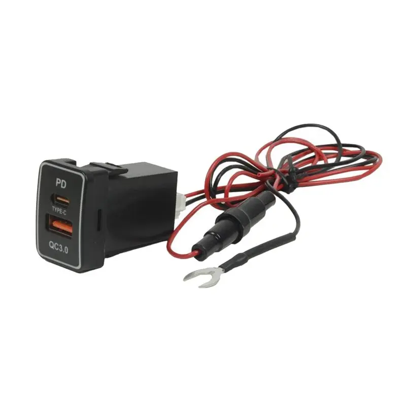 Фото НОВИНКА В НАЛИЧИИ - Автомобильная розетка с быстрой зарядкой QC3.0 Type-C, 1 шт. TS-02 для Toyota, двойной порт быстрой зарядки, детали для модификации автомобиля. №1