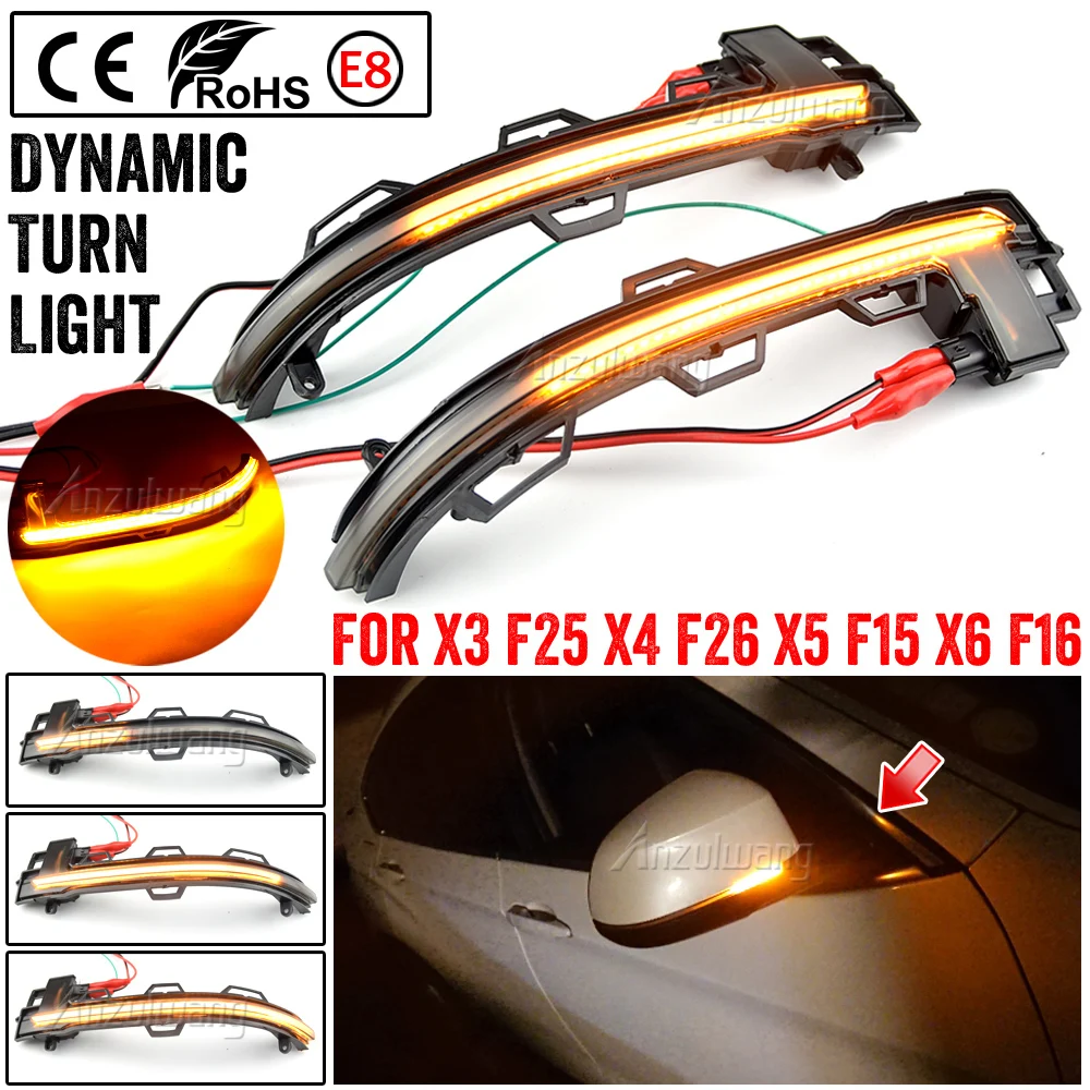 

2pcs LED Dynamic Turn Signal Light For BMW X5 F15 X4 F26 X6 F16 Car Side Rearview Mirror Blinker For BMW X3 F25 LCI 2014 - 2017
