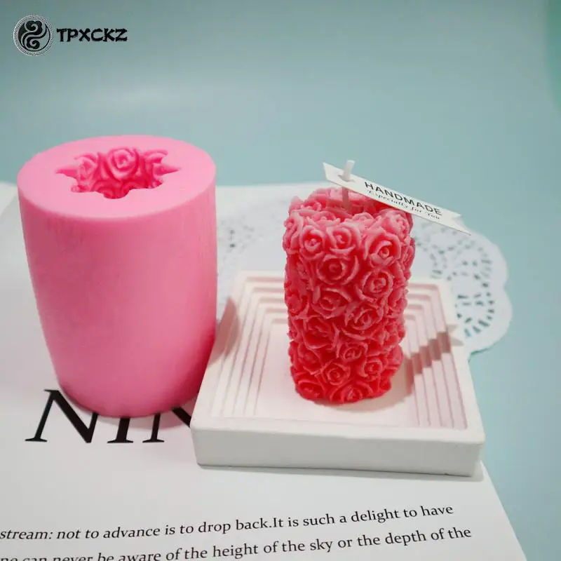 

3D Rose Flower Candle Silicone Mold DIY Gypsum Mould Shape Silicone Soap Molds