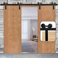 honccon 1210 4840mm sliding barn door hardware kit y shaped wood door hanger track roller closet hardware for double door