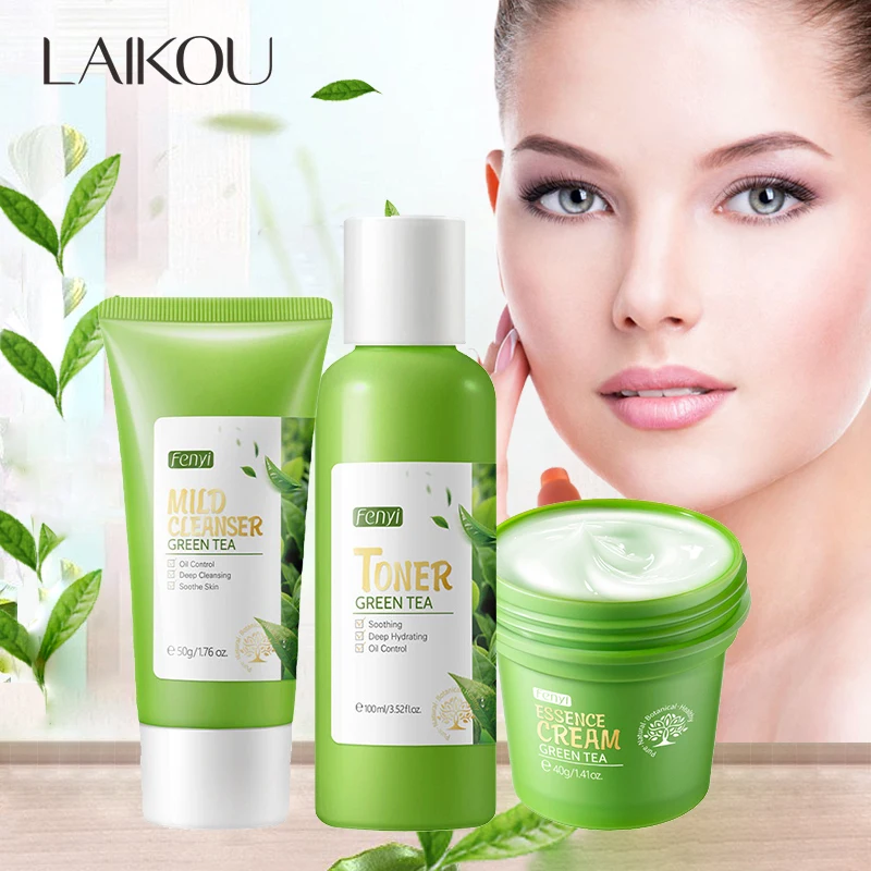 

3 шт., набор для ухода за кожей лица, с экстрактом зеленого чая