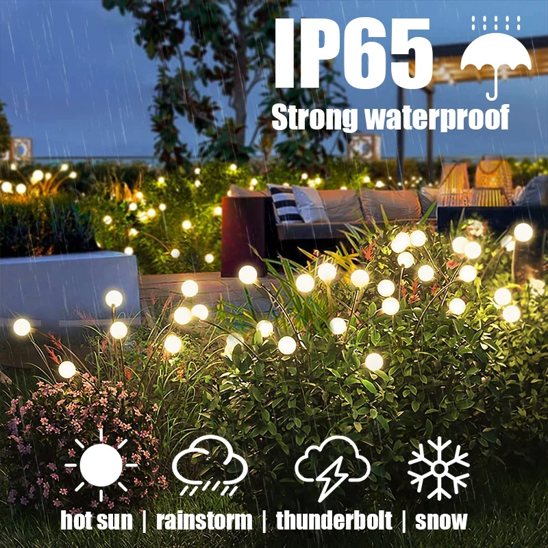 

Solar LED Lights Garden Decoration Waterproof Outdoor Lights Swinging Sunlight Powered Firefly String for House Lawn Garden