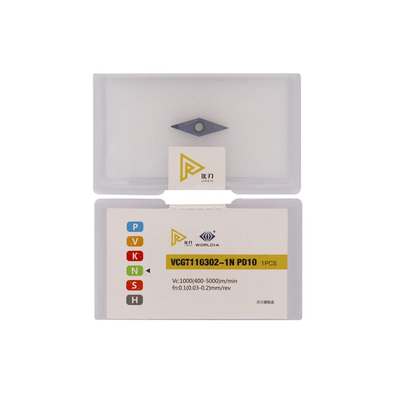 

UREN VCGT110302-1N PD10 PCD Diamond Blades CNC Blades For Copper And Aluminum