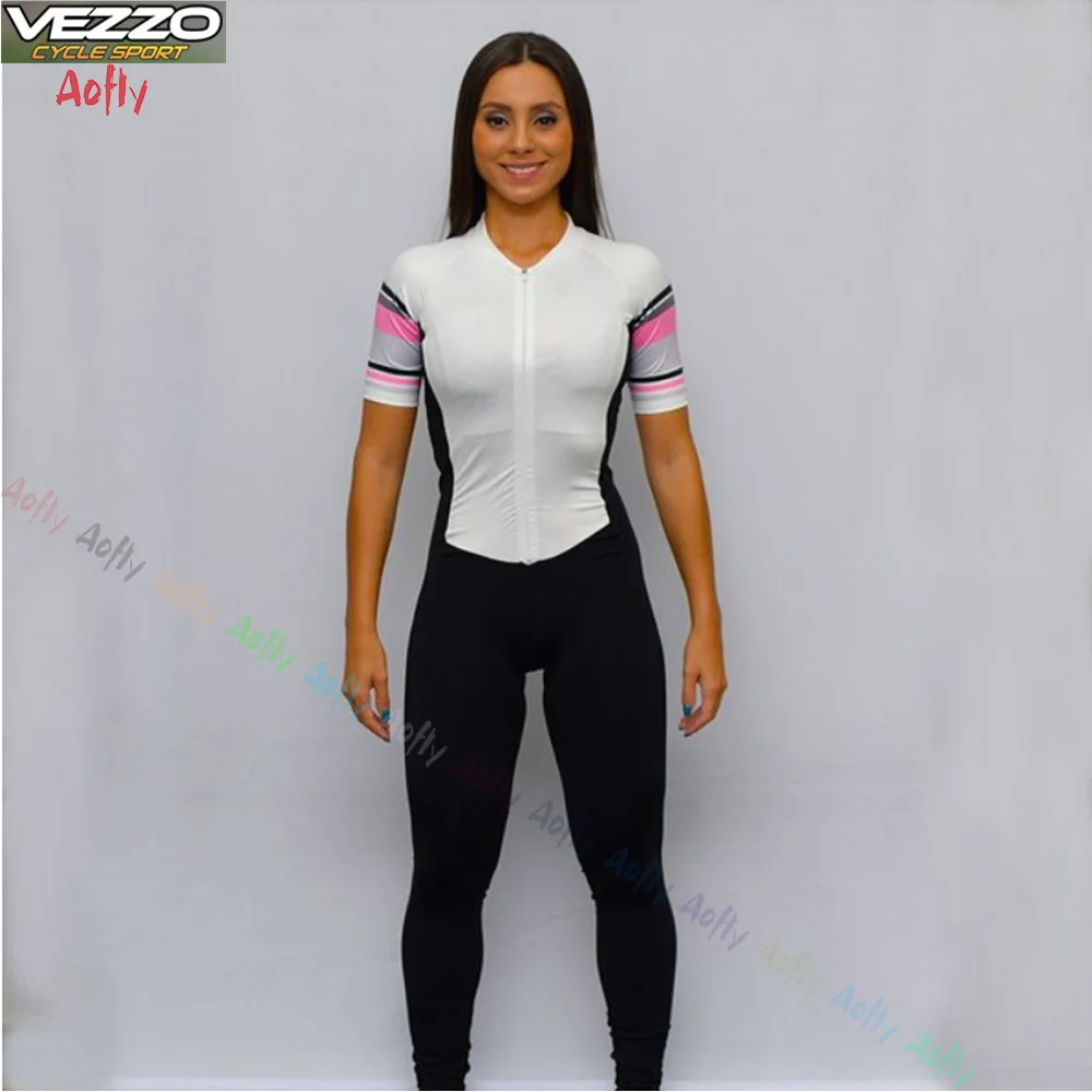 

Женский костюм для триатлона Vezzo, комплект из длинных брюк с коротким рукавом и Джерси, одежда для велоспорта, велосипедные рубашки
