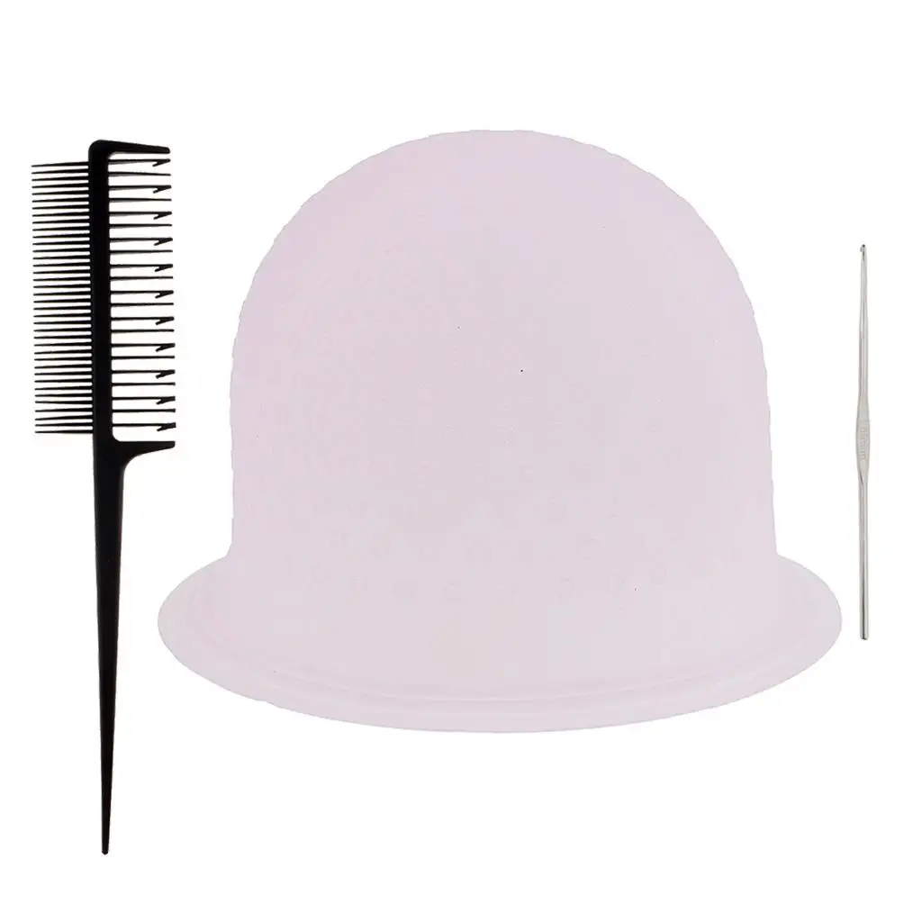 

Reusable Salon Highlighting Dye Hair Coloring Frosting Cap And Weaving Comb