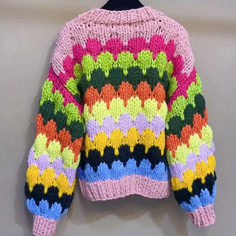 [ZOCI] Стиль продукта Повседневный свитер с длинными рукавами в контрастную