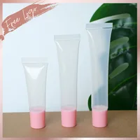 Squeeze Tubes 10/15/20 ml Cosmetic Packaging Pink Cap Handmade Lip Balm Oil Lip Glaze Container Hose PE Soft Tubes Bulk