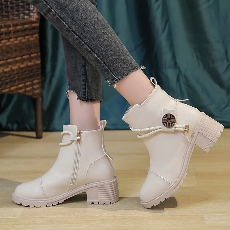 

2022 New Women's Shoes Women's Boots Fashion Round Autumn Solid Color Black Boots Comfortable Boots Women's Women's Boots