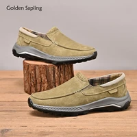 golden sapling man shoes fashion loafers genuine leather flats classics mens casual shoes breathable slip on leisure footwear