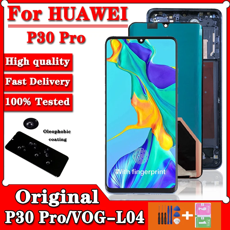 

100% Super Amoled For Huawei P30 Pro LCD VOG-L04 VOG-L09 VOG-L29 VOG-TL00 Display Touch Screen Digitizer Replace P30 Pro Display