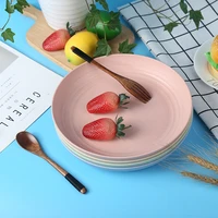1pc solid color eco friendly fruit dishes plates dishes wheat unbreakable healthy child straw plates dinnerware dishwasher safe