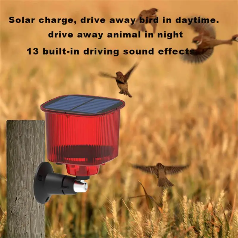 

Solar Alarm Light Wild Animal Repellent Outdoor Bird Anti Boar Waterproof Sensor Siren Dog Barking Gunshots For Home Security