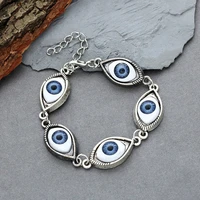vintage punk evil eye bracelet 5 blue eyeball connect exaggeration multiple dense evil eyes bracelet