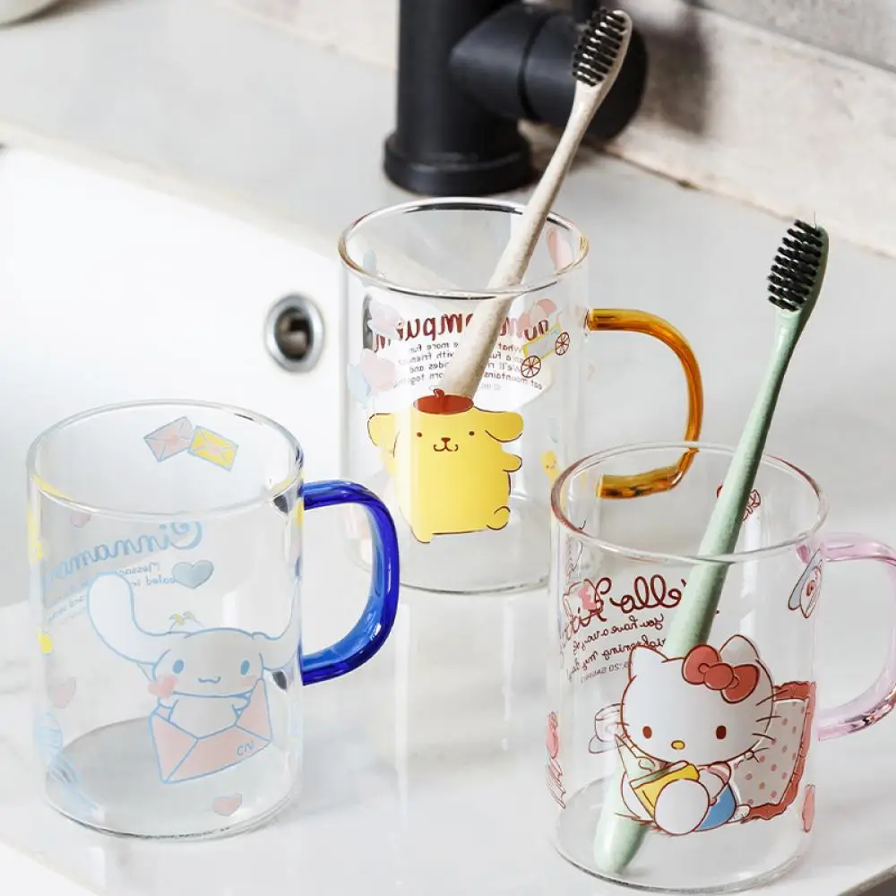 

Sanrio Hello Kitty Glass Cup Kawaii Kit Anime Figure Cinnamoroll 380Ml Brush Teeth Wash Up Gargle Household Child Student Cute