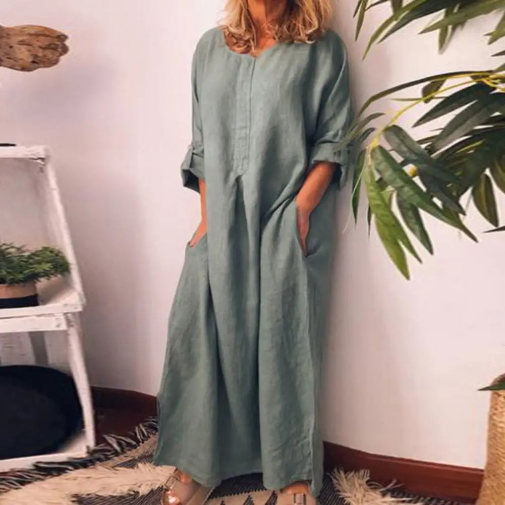

Trendy Dress Ankle Length Pullover Summer Dress Colorfast Women Dress