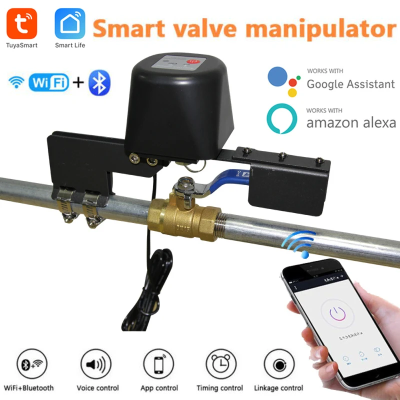 

Tuya WiFi Valve Smart Water/Gas Valve Bluetooth Timer Gas Valve Automation Control Work With Alexa Google Assistant Smart Life