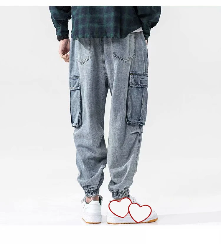 

Mens Jeans Loose Baggy Denim Pocket Pants Summer Spring 2022 Oversided Ankel Tie Pencil Jeans 90s y2k Trending Pencil Pants Male