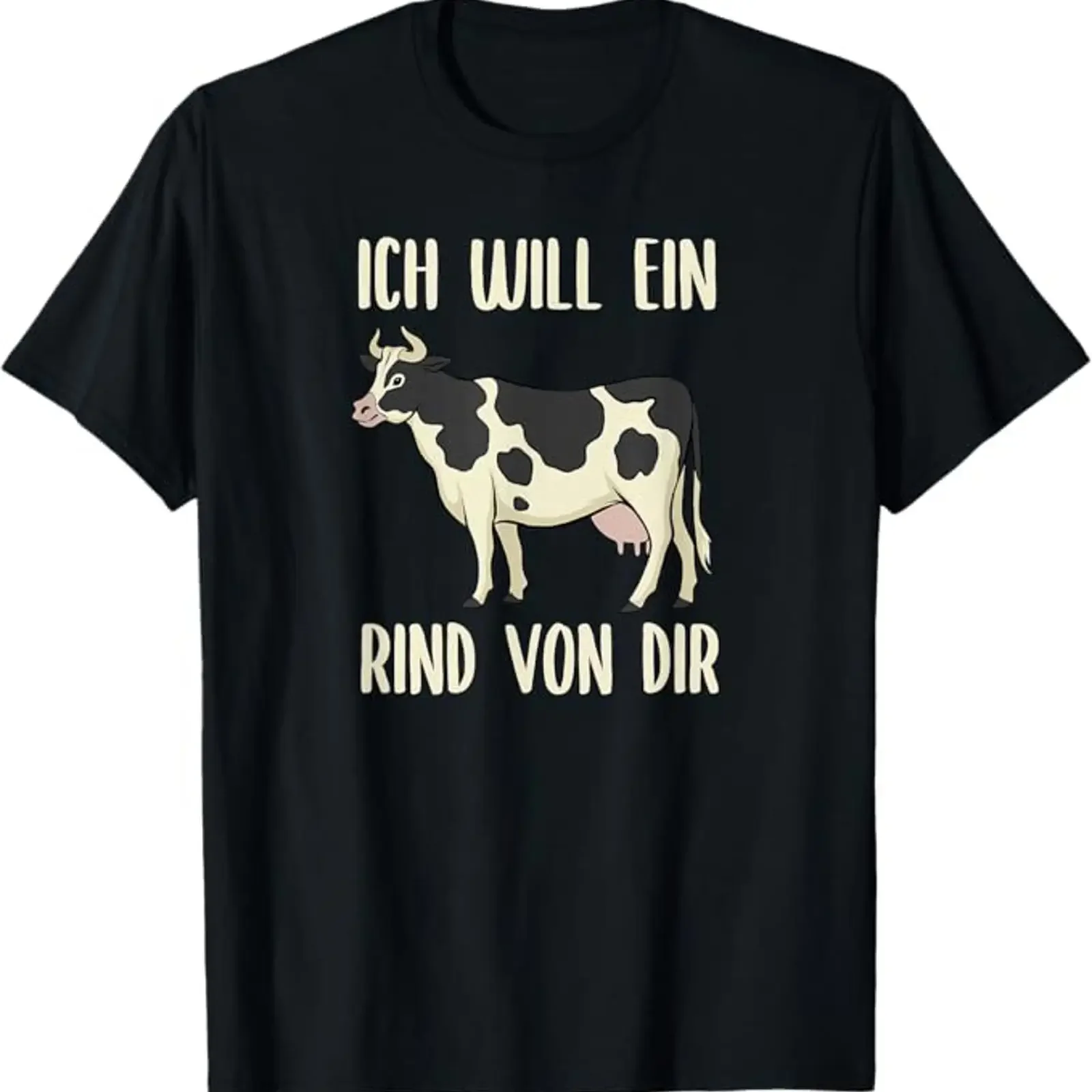 Фото Футболка с немецким текстом «Ich Will Ein Rind Von Dir Milchbauern Kuh Kühe», винтажная, с эффектом потертости, мужская, повседневная, удобная, дышащая. №1
