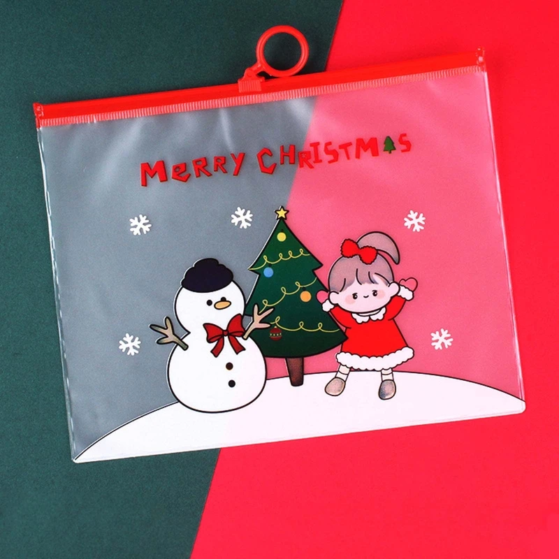 

Kawaii Xmas Clear Pencil Case with Zipper Stationary Bag Multi-Purpose Travel School Office Organizer for Teen Girl 2022 New