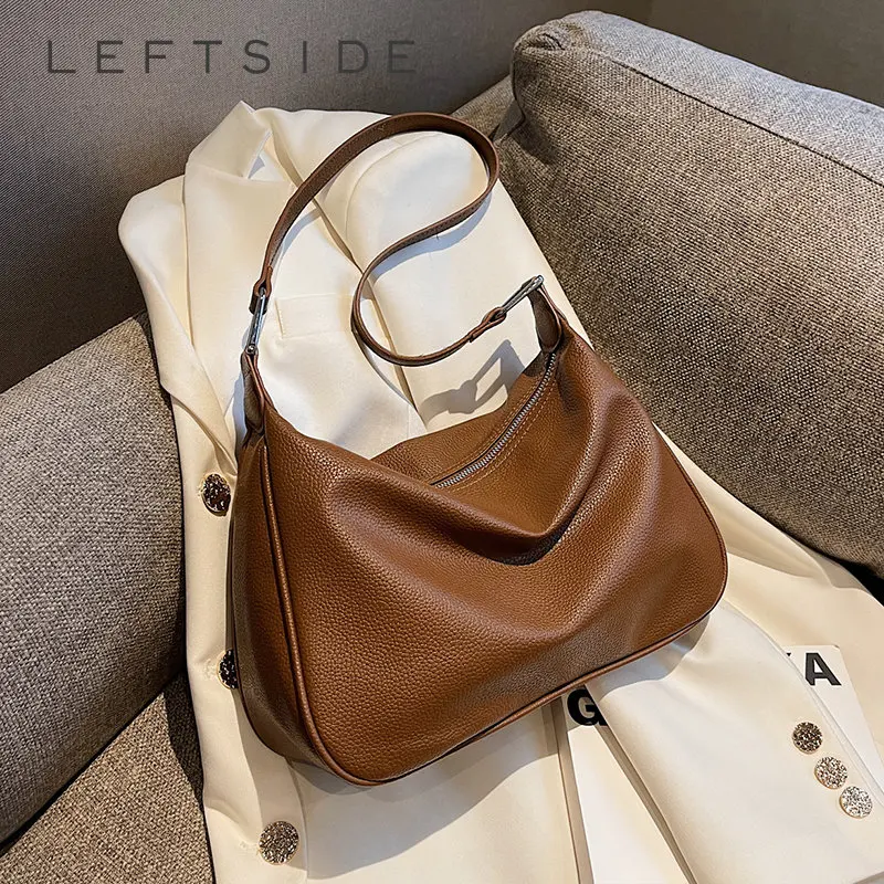 

Женские сумки через плечо LEFTSIDE, 2022, модные маленькие кожаные дизайнерские простые сумки на плечо и кошельки