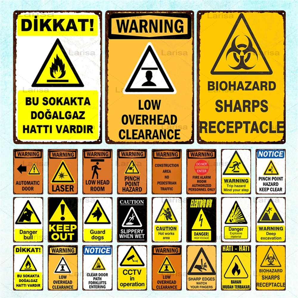 

Vintage Warning Metal Tin Signs Danger Warning Beware of Guard Dog Wall Plaques Art Poster Caution Retro Stickers Home Decor