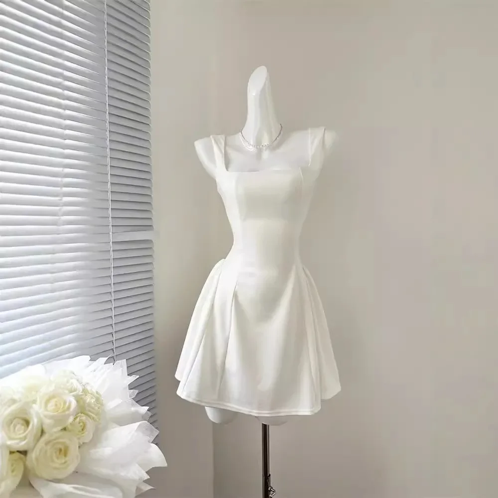 Temple Mansion Платье-майка во французском стиле с тысячей талии Зеленое укороченное