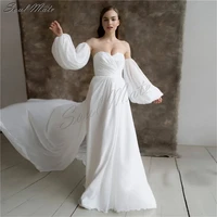 elegant sweetheart boho a line wedding dress for women chiffon backless corset bride gown robe de mari%c3%a9e beach long wedding gown