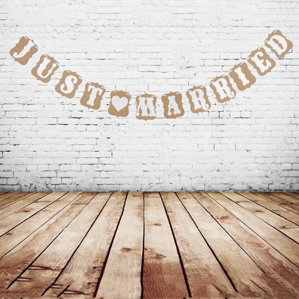 

Just Married Letters Kraft Banner Garland Wedding Decorations Photo Prop