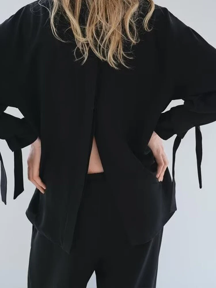 Новинка Осень 2024 Женская модная универсальная драпированная рубашка с бантом в